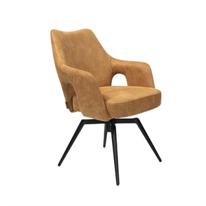Amsterdam spisebordsstol - Cognac mikrofiber - Sort drejestel